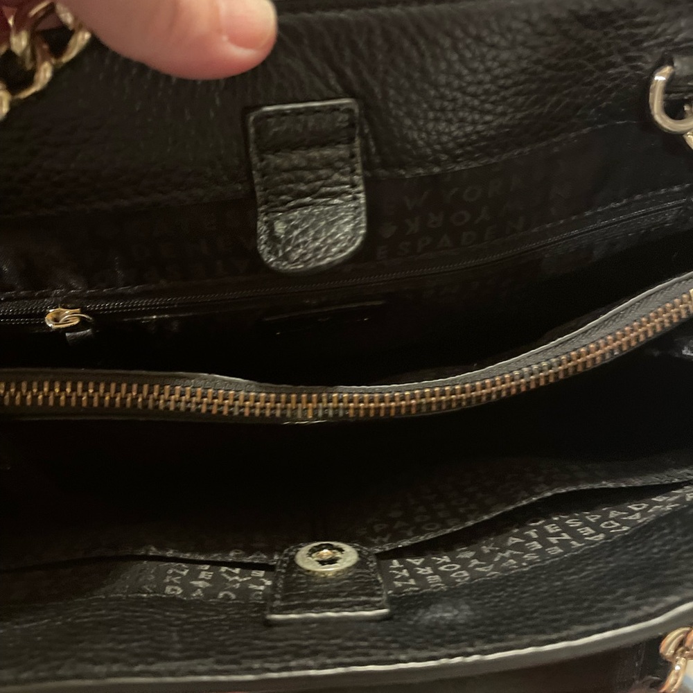 Kate Spade Black Tote with Gold Chain and White Bow Accent - Picture 6 of 6